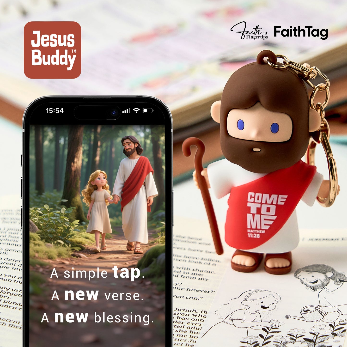 Daily Blessing Jesus Keychain
